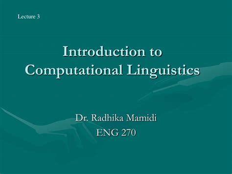 Ppt Introduction To Computational Linguistics Powerpoint Presentation