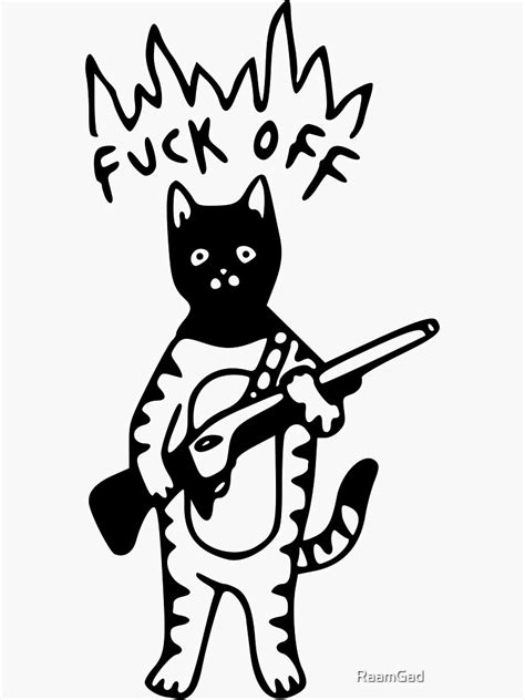 Fuck Off Angry Cute Cat With Gun Sticker For Sale By RaamGad Redbubble