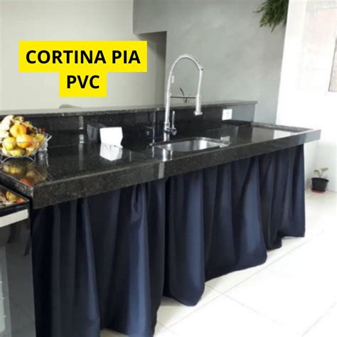 Cortina De Pia Cozinha Pvc Antimofo Cor Preta Shopee Brasil