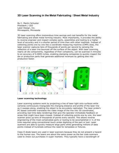 D Laser Scanning In The Metal Fabricating Sheet Metal Industry