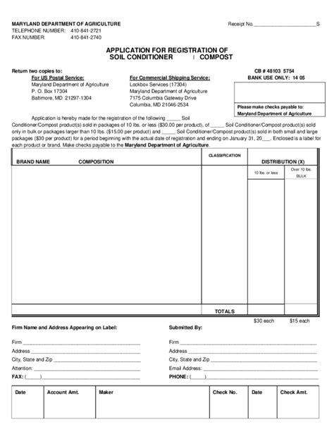 Fillable Online Mda State Md Application For Registration Of Soil