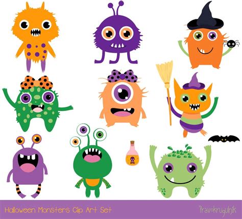 Cute Halloween Monster Clip Art, Halloween Clipart, Fun Halloween ...