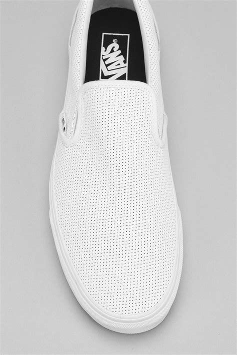 Vans Leather Slip On Mens Sneaker In White For Men Lyst