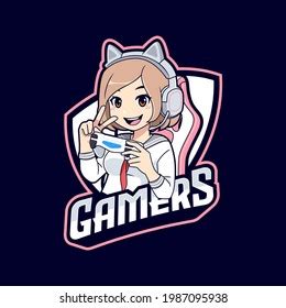 Cute Gamer Anime Girl Wearing Japanese Stock Vector (Royalty Free ...