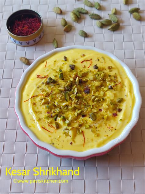 Shrikhand recipe | Gujarati shrikhand sweet | Kesar elaichi shrikhand ...