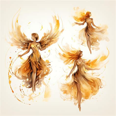 Premium Photo | Watercolor of Angel Halo Wings Trumpet Celestial Gold ...