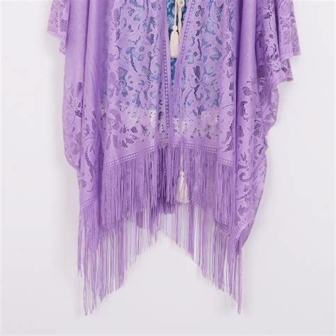 Long Bohemian Kimono Lavender Lace Kimonopurple Lace Etsy