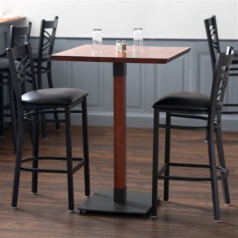 Lancaster Table And Seating Industrial 30 X 30 Solid Wood Live Edge Bar Height Table With Rustic