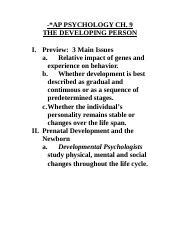 AP Psych Unit 9 Developmental Psych AP PSYCHOLOGY CH 9 THE