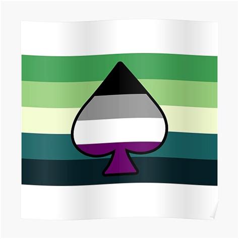 Asexual And Aromantic Spectrum Pride Flag With Ace Of Spades Poster