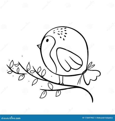 Cute Bird In A Doodle Style Hand Drawn Sketch Small Bird Black