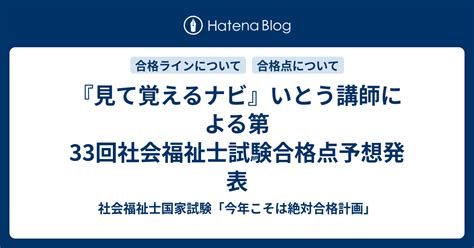 『見て覚えるナビ』いとう講師による第33回社会福祉士試験合格点予想発表 社会福祉士国家試験「今年こそは絶対合格計画」