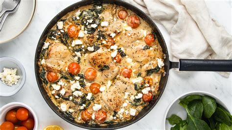 One Pan Greek Chicken And Spinach Recipe