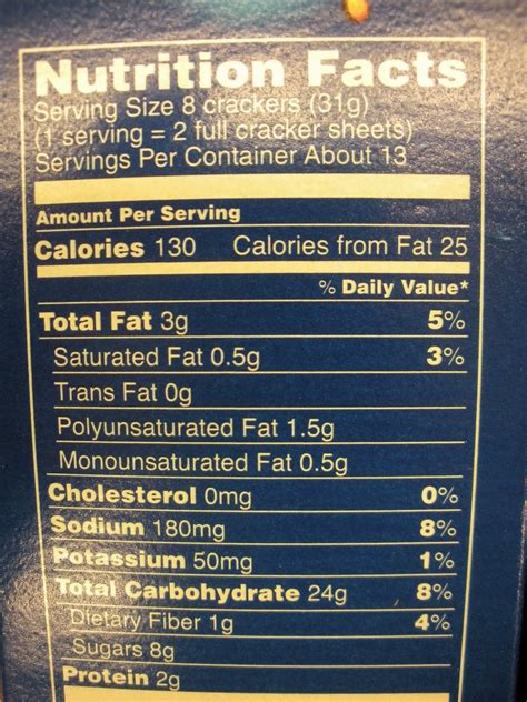 honey graham crackers nutrition facts