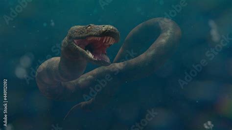 Titanoboa In Water The Largest Snake That Ever Lived Stock