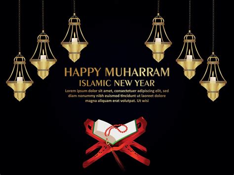 Muharram Islamic New Year Celebration Background With Holy Book Quraan 2517788 Vector Art At