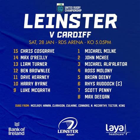 Teams For Leinster Vs Cardiff Runitedrugbychamp