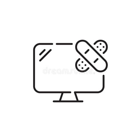 Desktop Computer With Bandaid Over It Computer Repair Symbol Pixel Perfect Editable Stroke