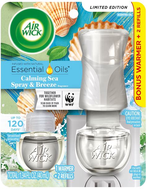 Air Wick Plug In Scented Oil Starter Kit Warmer 2 Refills Calming