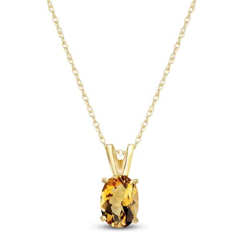 Citrine Oval Pendant Necklace 0 85 Ct In 9ct Gold 1705Y QP Jewellers