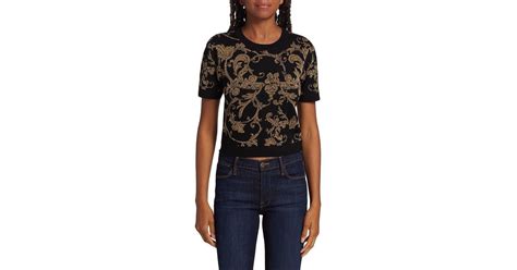 Alice Olivia Alice Olivia Ciara Jacquard Knit Crop Sweater In Black