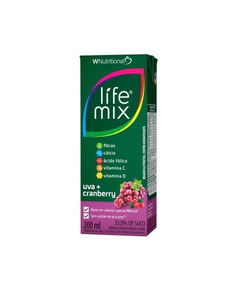 Suco Baixa Caloria Uva E Cranberry Suco Integral Life Mix Ml