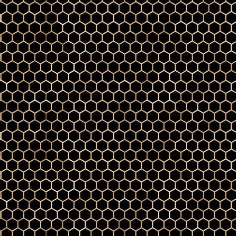 Metallic Gold Honeycomb Black Pattern Digital Art By Sweet Birdie