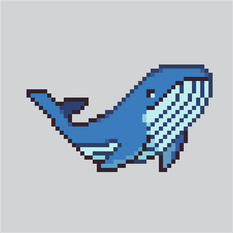 Pixel art illustration Whale. Pixelated Whale. Sea whale mammals icon