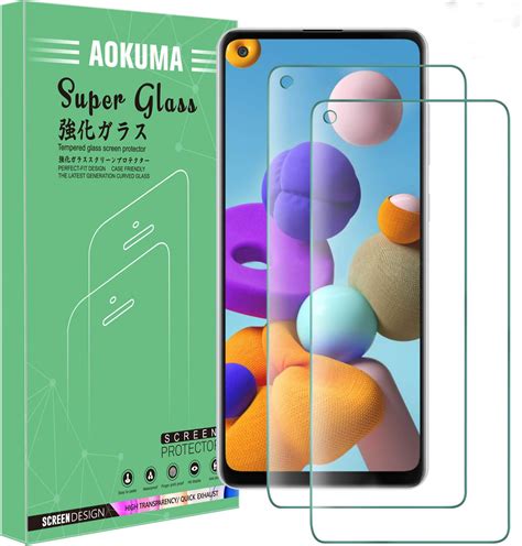 Aokuma Samsung Galaxy A21s Galaxy A21 Tempered Glass Screen Protector 2 Pack Premium Quality