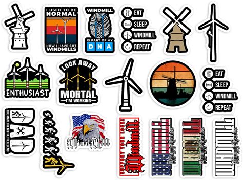 Windmill Worker Sticker Pack 18 Pcs Laminated Vinyl