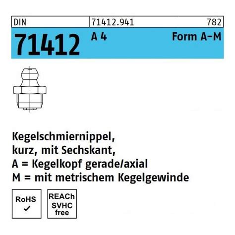 Din Kegelschmiernippel Form A Edelstahl A Mm