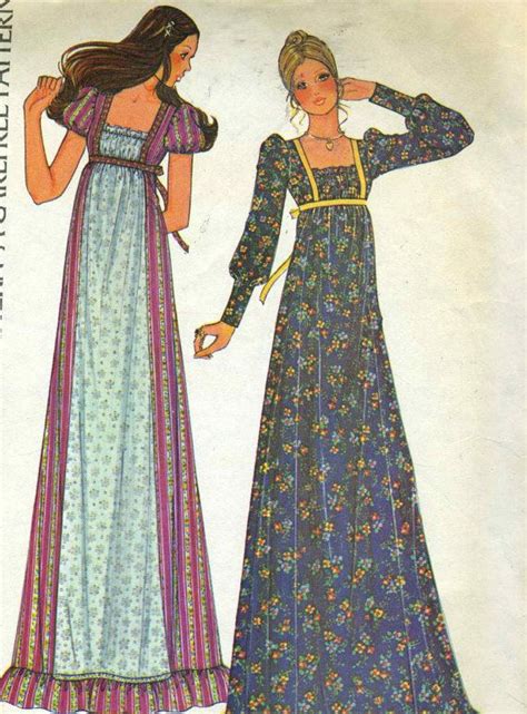 1970s Mccalls 3898 Misses Empire Waist Maxi Dress With Gathered Bodice Sewing Pattern Size 12