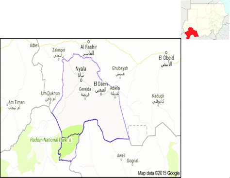 Map Sudan (top) showing South Darfur State and map of South Darfur ...