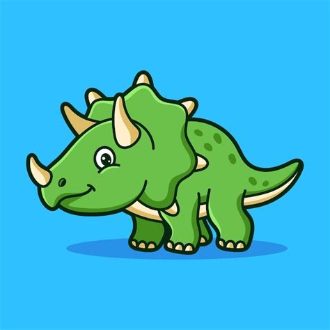 Premium Vector Triceratops Cartoon Illustration