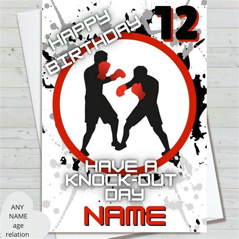 Boxing Birthday Cards Personalised Any Name Age Etsy