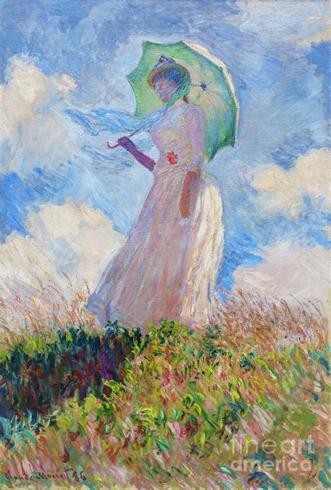 Woman With A Parasol Facing Left Monet Painting By Claude Monet