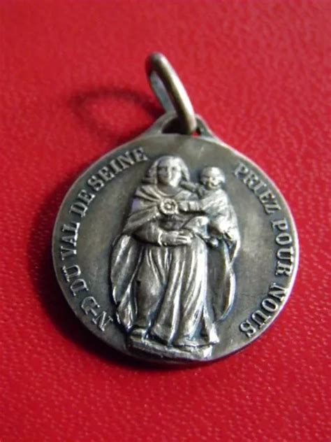 Medaille Religieuse Ancienne Notre Dame Du Val De Seine Metal Argente