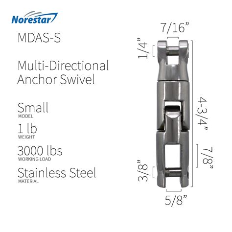 Norestar Stainless Steel Multidirectional Anchor Swivel