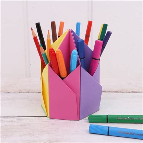 Origami Pencil Holder Paper Card Cleverpatch Cleverpatch Art