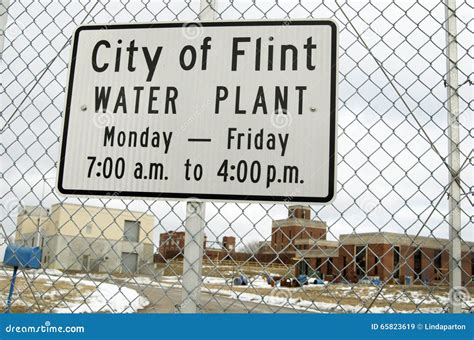 Flint Michigan City Of Flint Water Plant Sign Editorial Stock Image