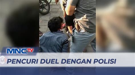 Kepergok Pencuri Sepeda Motor Terlibat Duel Dengan Polisi Di