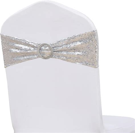 Amazon Zsjfmf Double Sided Sequins Silver Chair Sashes For Wedding