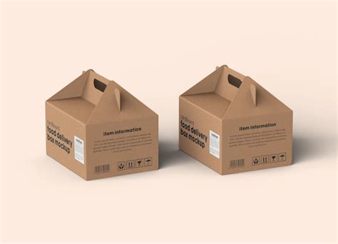 Premium Psd Disposable Brown Food Delivery Box Packaging Mockup