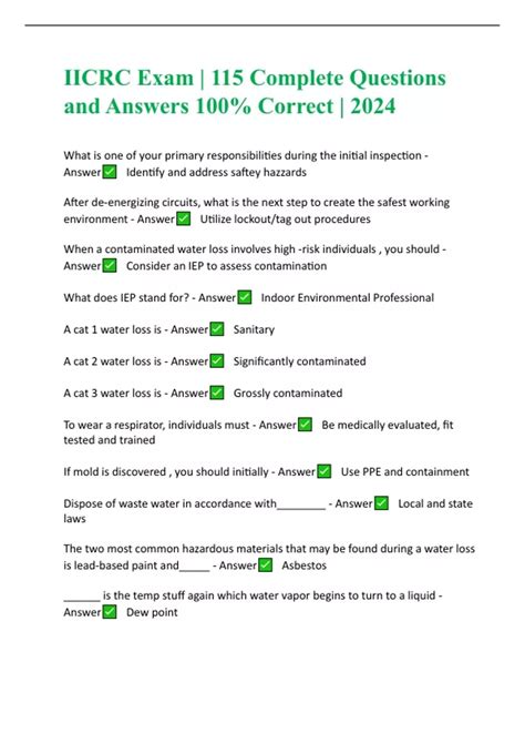 Iicrc Exam Complete Questions And Answers Correct