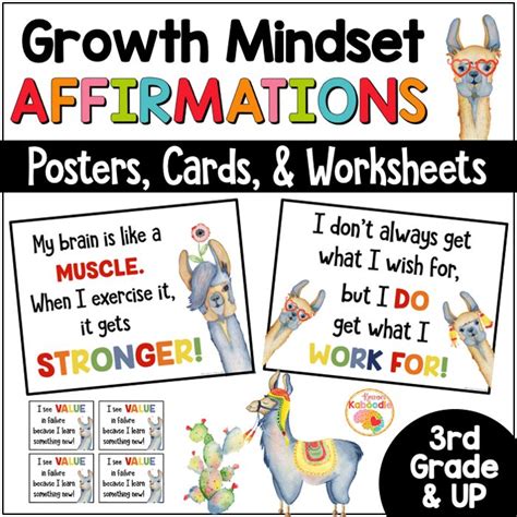 Llama-Themed Growth Mindset Positive Affirmations Posters Bulletin ...