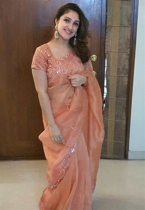 Sridevi Vijaykumar Sparkles In A Distinct Mirror Work Organza Saree