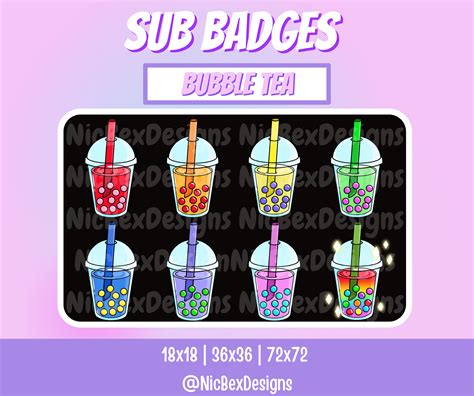 Bubble Tea Twitch Sub Badges Bit Badges Youtube Cheer Badges