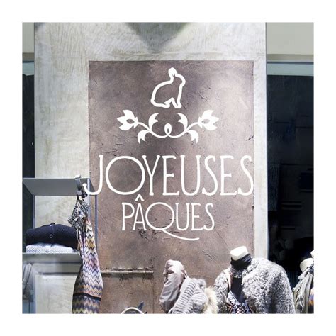 Sticker D Coration Vitrine Lapin Joyeuses P Ques