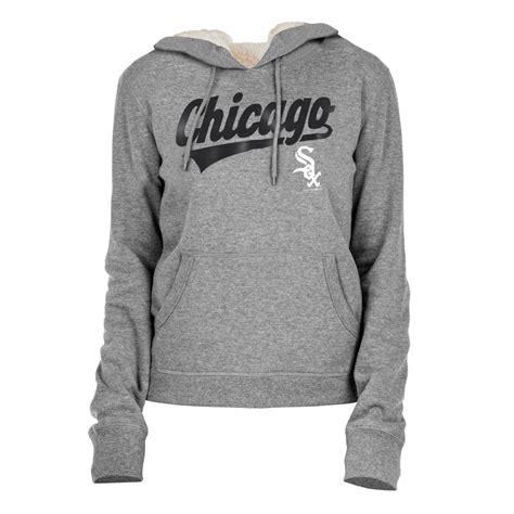 Chicago White Sox Script Chicago Logo Sherpa Lining Grey Pullover Wome