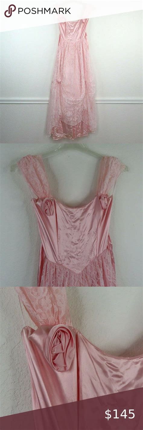 Vintage Gunne Sax Jessica Mcclintock Pink Lace Satin Tea Party Formal